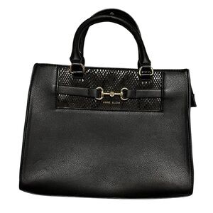 Anne Klein Black Convertible Satchel Hand Bag with Hardware